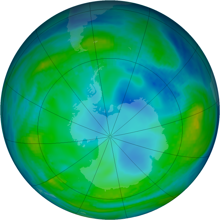 Antarctic ozone map for 24 May 1990